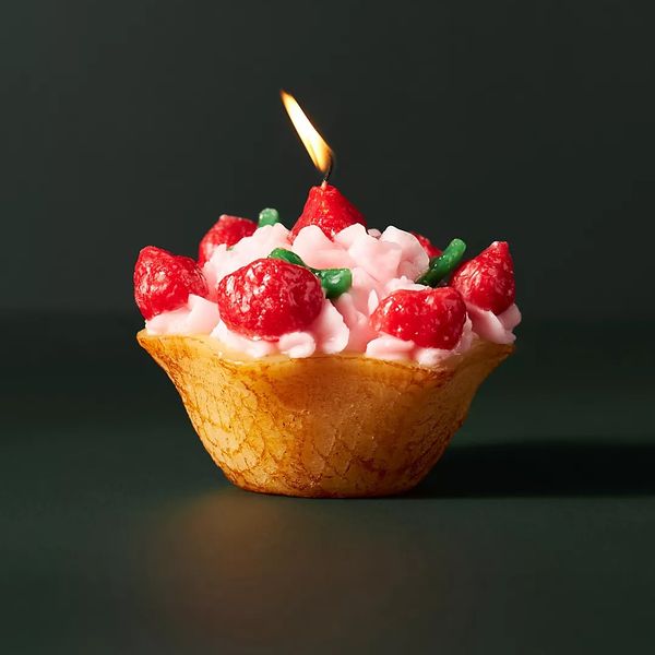 Anthropologie Strawberry Waffle Cake Dessert-Shaped Wax Candle