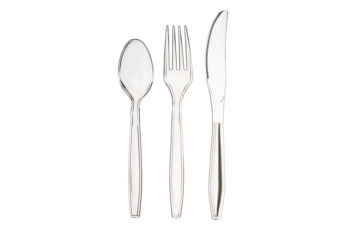 Netko Clear Plastic Tea spoons Heavyweight Disposable Cutlery Utensils 300 Pack