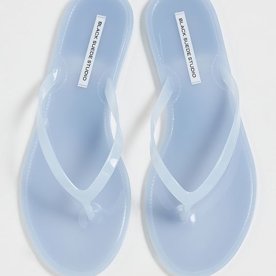 Black Suede Studio Crystal Jelly Flip-flops