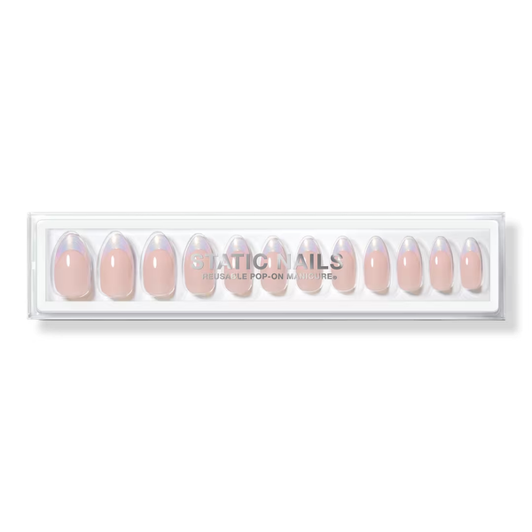 Static Nails Curved French Round Reusable Pop-On Manicures