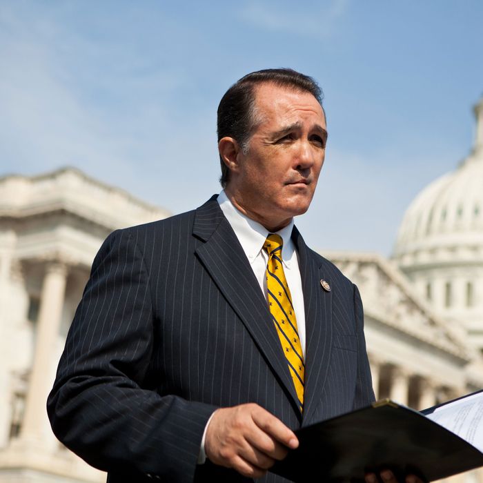 Rep. Trent Franks (R-AZ) listens during a news conference for the launch of the Congressional HIV/AIDS Caucus on Capitol Hill on September 15, 2011 in Washington, DC. Franks is a co-chair of the caucus, along with Rep. Jim McDermott (D-WA) and Rep. Barbara Lee (D-CA). The bi-partisan caucus has attracted approximately 50 members.