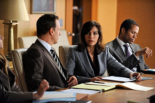 "Get A Room"--Will (Josh Charles, left) and Alicia (Julianna Margulies, center) go toe-to-toe with Will's ex during a marathon court-ordered mediation, on THE GOOD WIFE, Sunday, Oct. 9 (9:00-10:00 PM ET/PT) on the CBS Television Network.Photo: Jeffrey Neira/CBS ?2011 CBS Broadcasting Inc. All Rights Reserved.