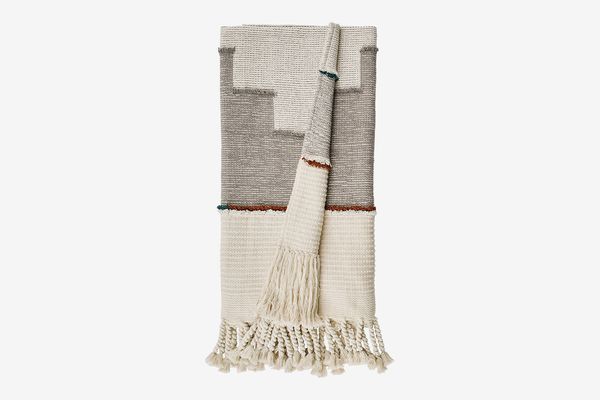 Rivet Modern Global-Inspired Textured Tassel Throw Blanket