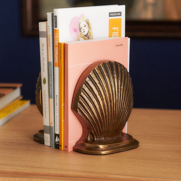 Drew Barrymore Flower Home Antique Brass Sea Shell Bookends