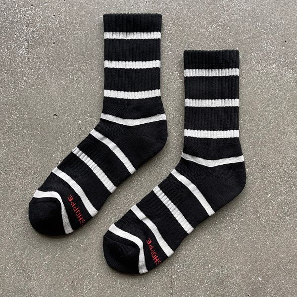 Le Bon Shoppe Striped Boyfriend Socks - Black Stripe