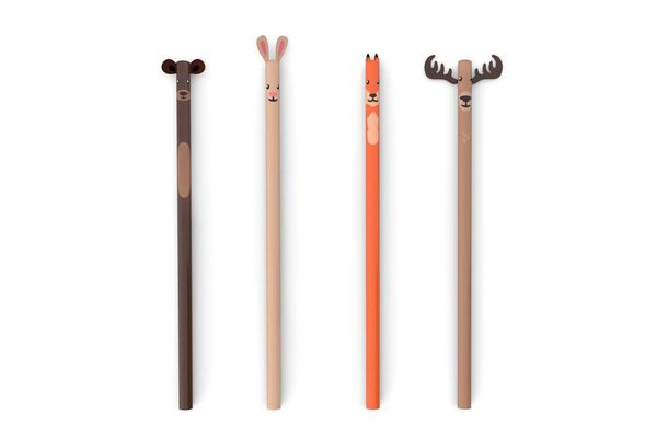 Kikkerland Woodland Pencils, Set of 4