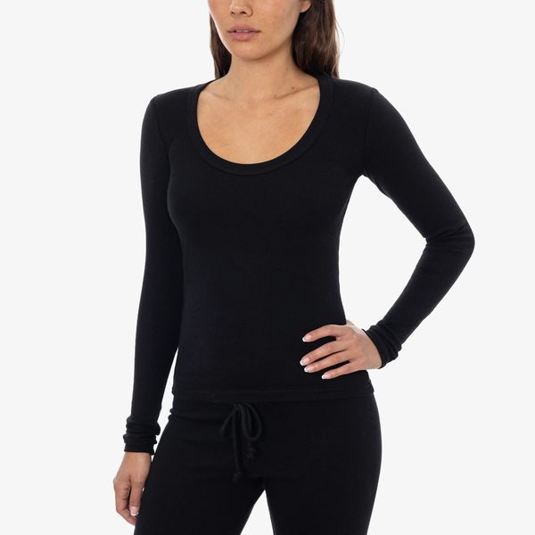 Los Angeles Apparel Baby Rib Long Sleeve Scoopneck Tee