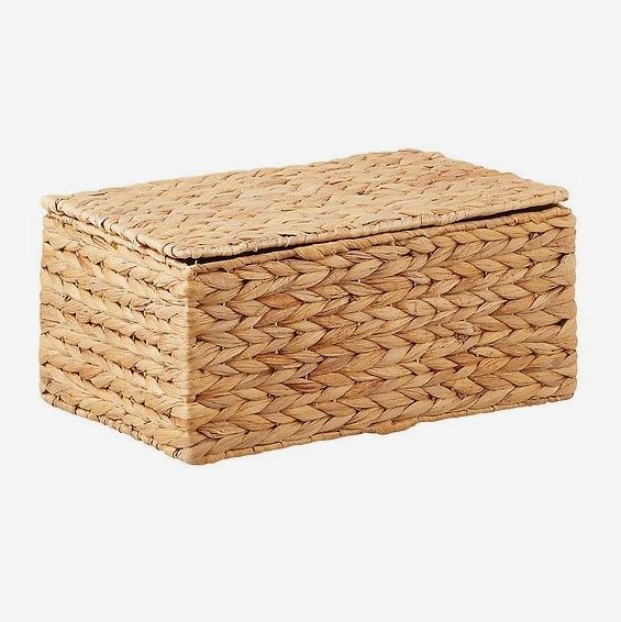 The Container Store Water Hyacinth Hinged Lid Box Natural,