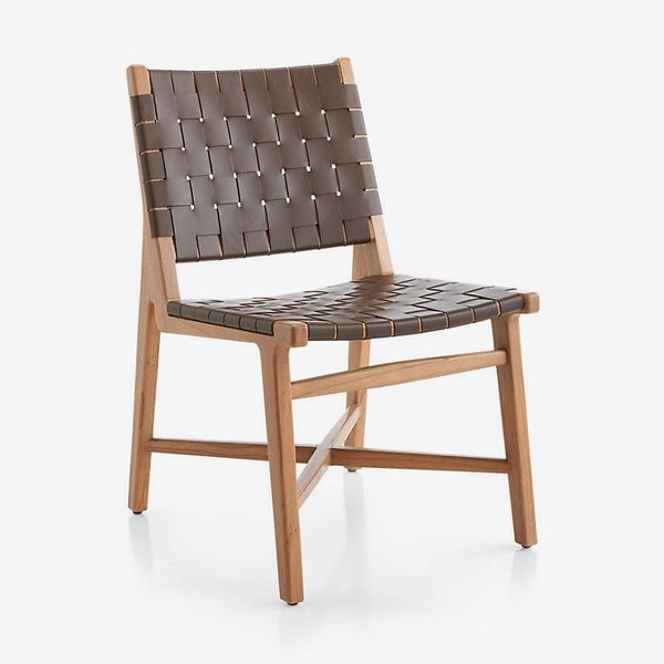 Crate & Barrel Taj Woven Leather Dining Chair