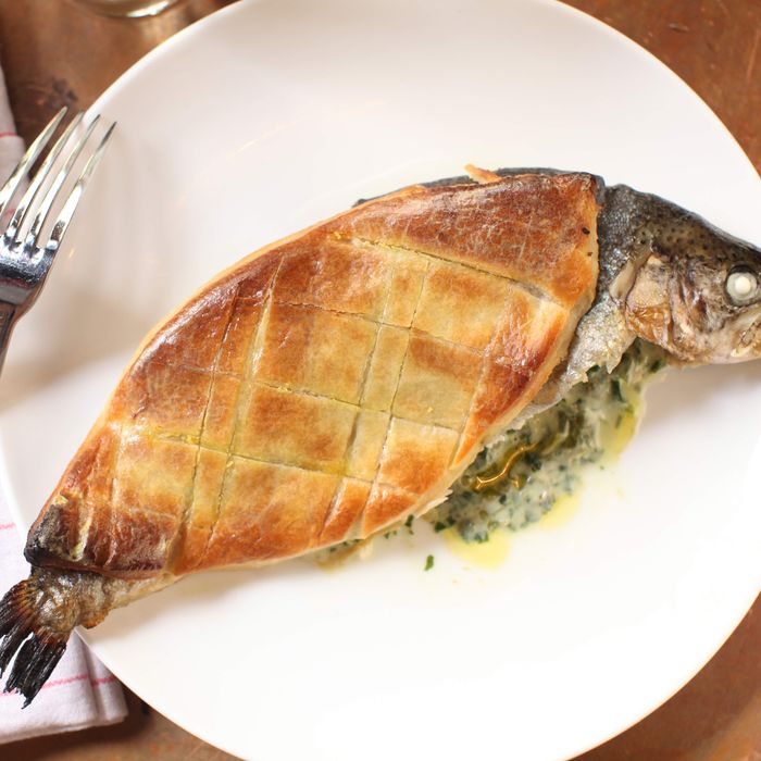 Navy's whole trout en croute feeds two.