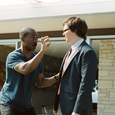 Left to right: Eddie Murphy plays Jack McCall and Clark Duke plays Aaron Wiseberger in A THOUSAND WORDS, from DreamWorks Pictures.