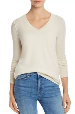 Aqua V-Neck Cashmere Sweater