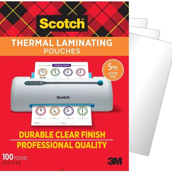 Scotch Thermal Laminating Pouches, 100 Count, Fits 8.9x11.4 in Paper