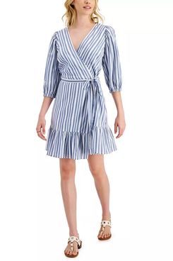 Tommy Hilfiger Women’s Striped Faux-Wrap Dress