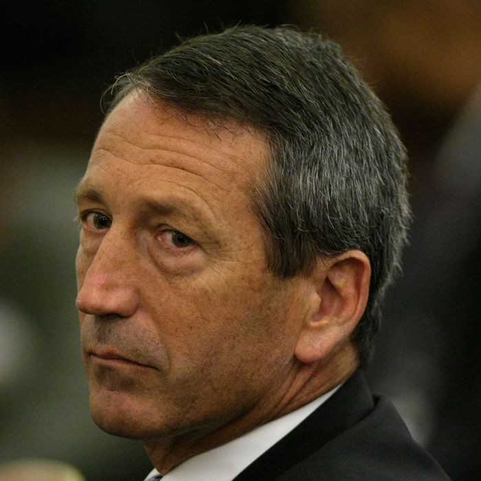 South Carolina Gov. Mark Sanford pauses during a hearing before the House Ways and Means Committee on Capitol Hill October 29, 2008 in Washington, DC. The hearing was focused on economic recovery and job creation through investment. 