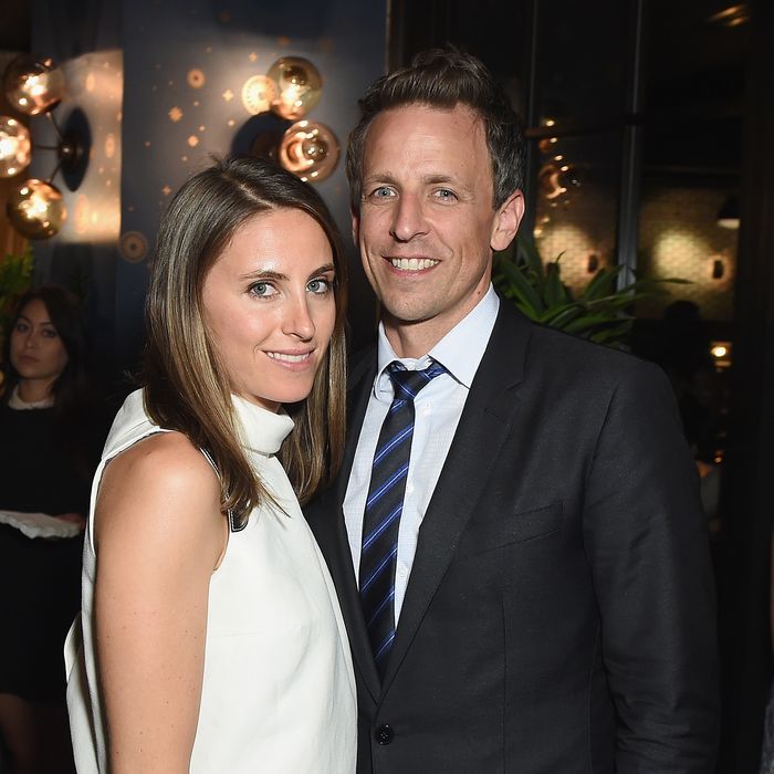 Seth Meyers and Alexi Ashe. Photo: Dimitrios Kambouris/Getty Images