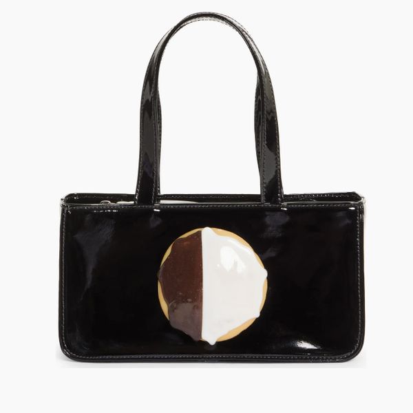 Puppets and Puppets Black & White Cookie Patent Leather Bag