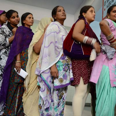 Pregnant women line up for a checkup at a government hospital in Amritsar, India.