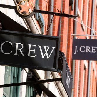 J. Crew Group Inc. signage is displayed outside of a retail store in New York, U.S., on Tuesday, March 1, 2011.