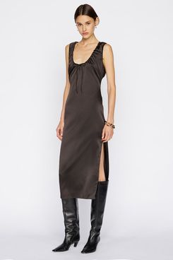 Cinch front U-neck dress