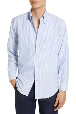 Wythe Men's Oxford Collar Long Sleeve Button-Down Shirt