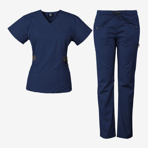 Medgear 12-Pocket Scrub Set with Silver Snap Detail & Contrast Trim