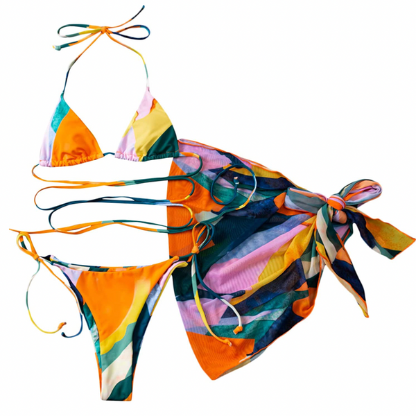 SOLY HUX Women's 3 Piece Tie Dye Bikini Set