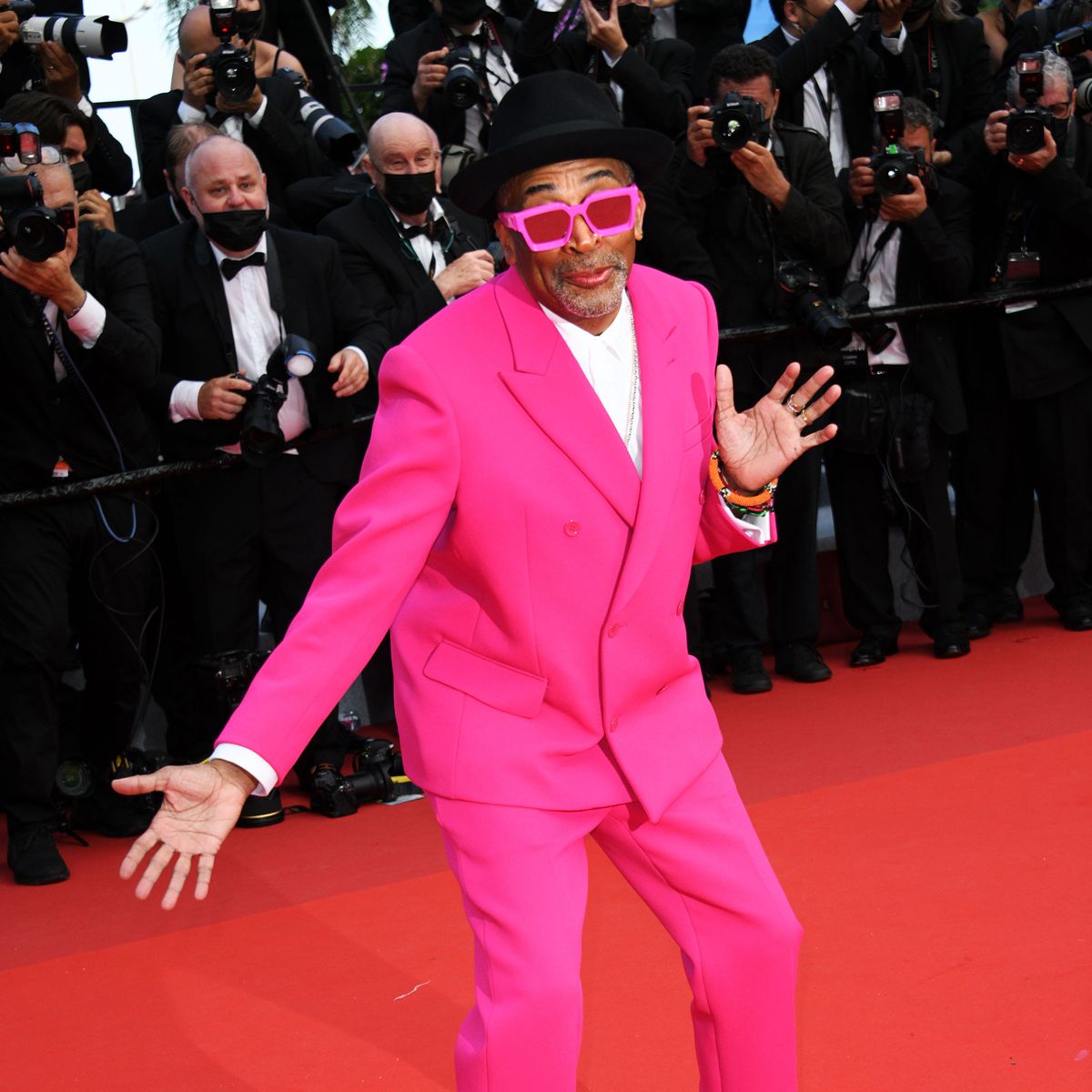 Spike Lee Wears All Pink Custom Nikes For Cannes Photos