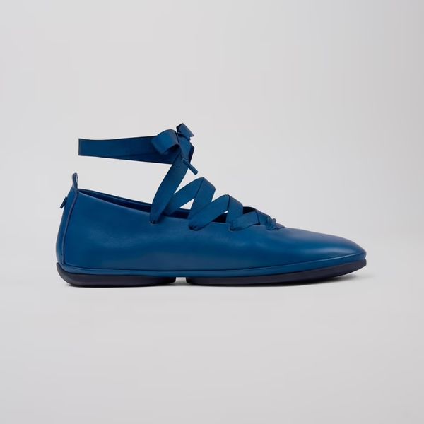 Camper Right Nina Blue Leather Ballerinas