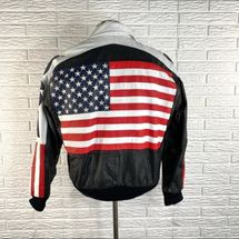 Vintage WHEREMI Michael Hoban Flag Leather Jacket