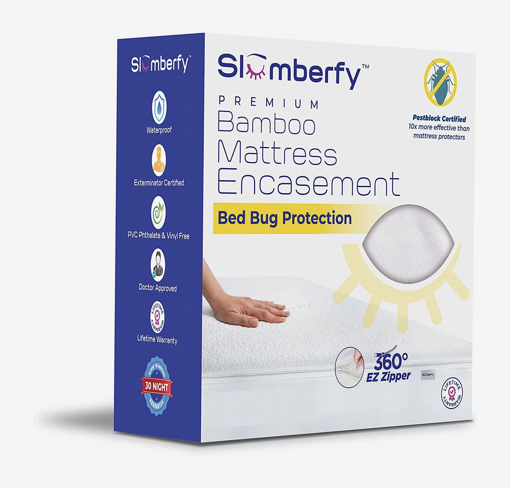 Queen Size Waterproof Cooling Mattress Protector by Slumberfy - Premium