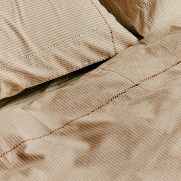 Toast Soft Stripe Cotton Embroidered Duvet Cover