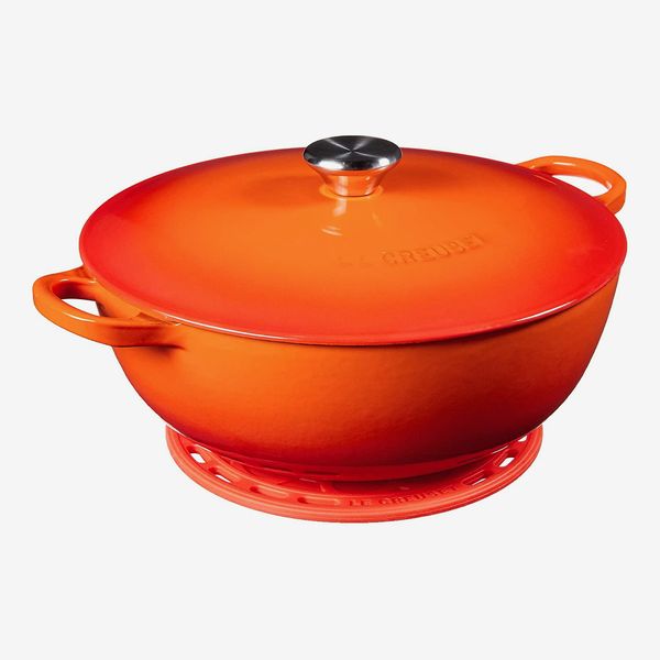 Le Creuset Enameled Cast Iron Curved Round Chef's Oven with Silicone French Trivet