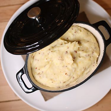 Whole-grain mustard mashed potatoes.