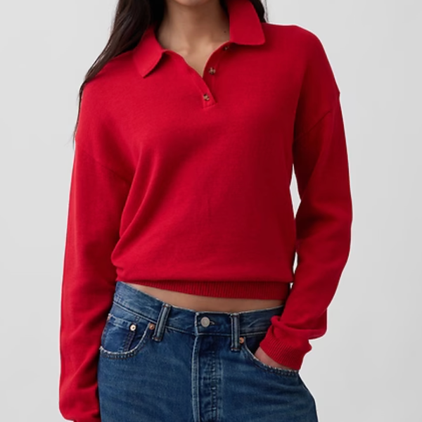 Gap 100% Cotton Relaxed Polo Sweater