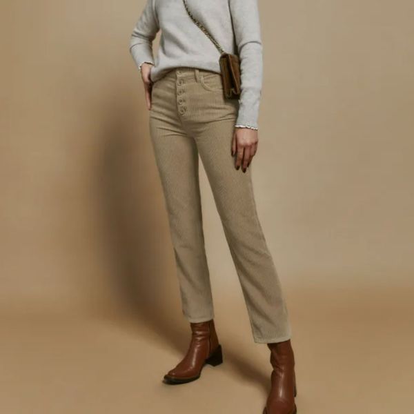 Reformation Cynthia Button Fly High Rise Straight Corduroy Pants