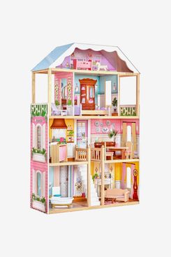 KidKraft Charlotte Classic Wooden Dollhouse with 14-Piece Accessory Set, for 12-Inch Dolls