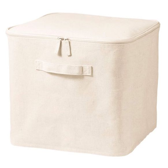 Polyester-Cotton-Linen Square Soft Box, Large With Lid