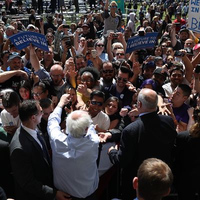 Democratic Presidential Candidate Bernie Sanders Campaigns In Stockton, California