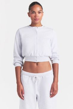 Skims Cotton Fleece Shrunken Cardigan