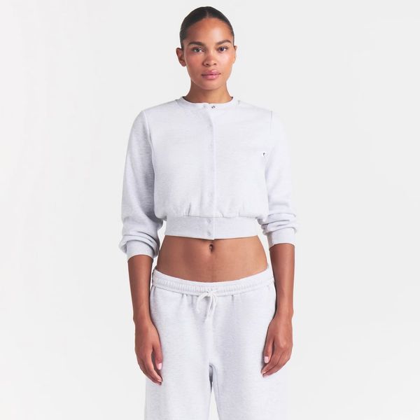 Skims Cotton Fleece Shrunken Cardigan