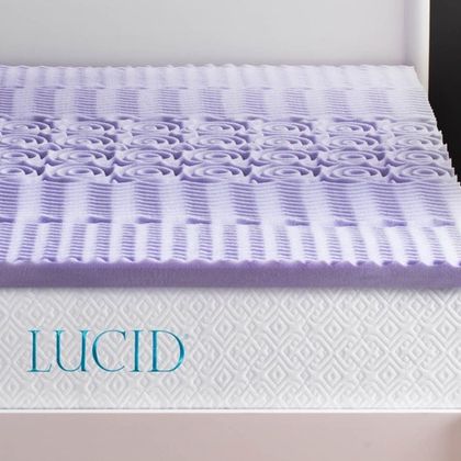 Lucid 3-Inch 5-Zone Lavender Memory-Foam Mattress Topper