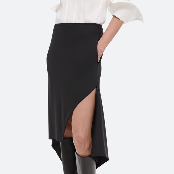 Helmut Lang Virgin Wool Scarf Hem Skirt