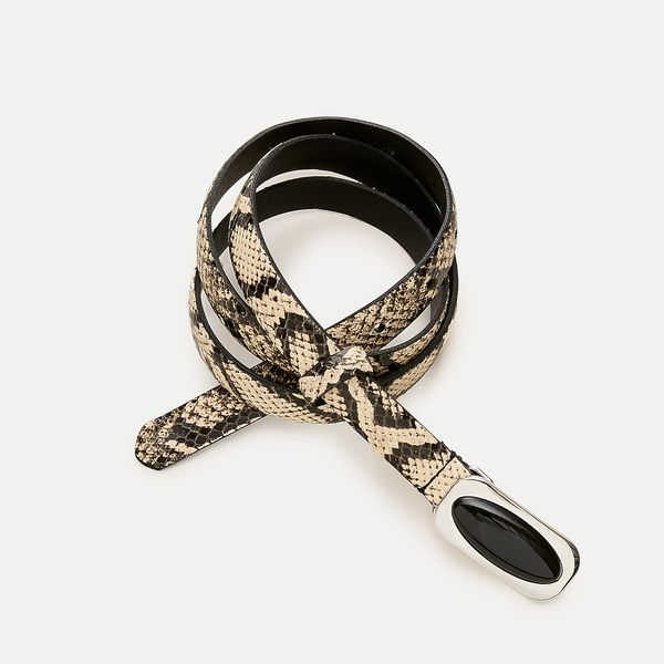 J.Crew Embellished Thin Belt in Snake-Embossed Leather
