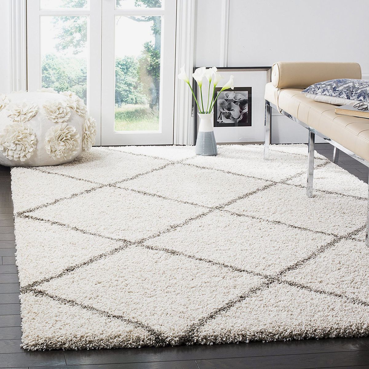 Fluffy Bedroom Carpet 3'11 x 6'0 Grey ECARPETGALLERY Modern Shag Area Rug for Living Room 