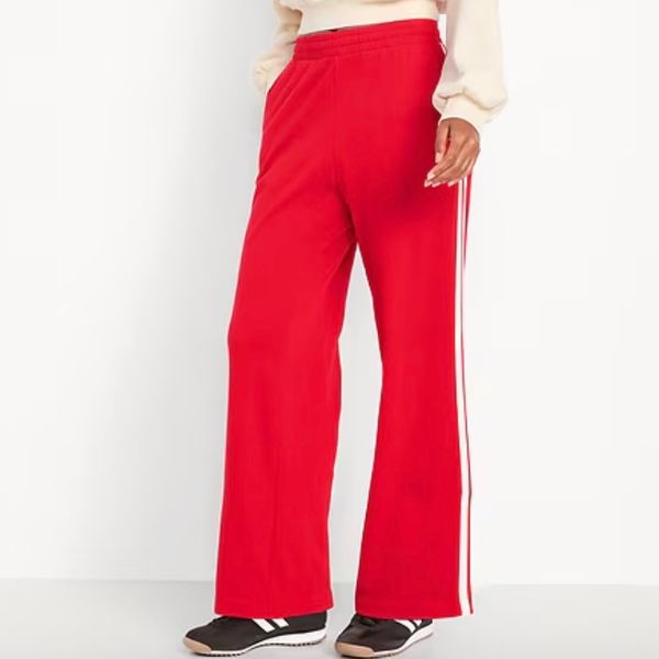 Old Navy High-Waisted SoComfy Wide-Leg Sweatpants - Red/White Stripe