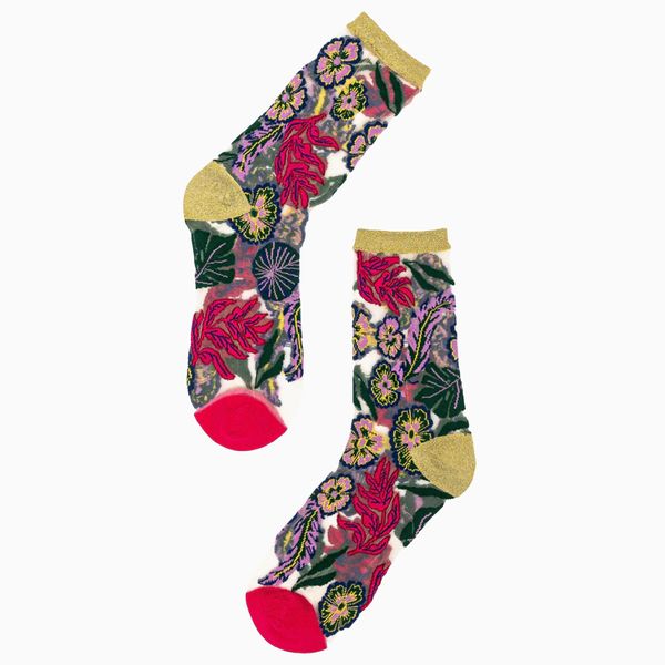 Festive Floral Sheer Socks