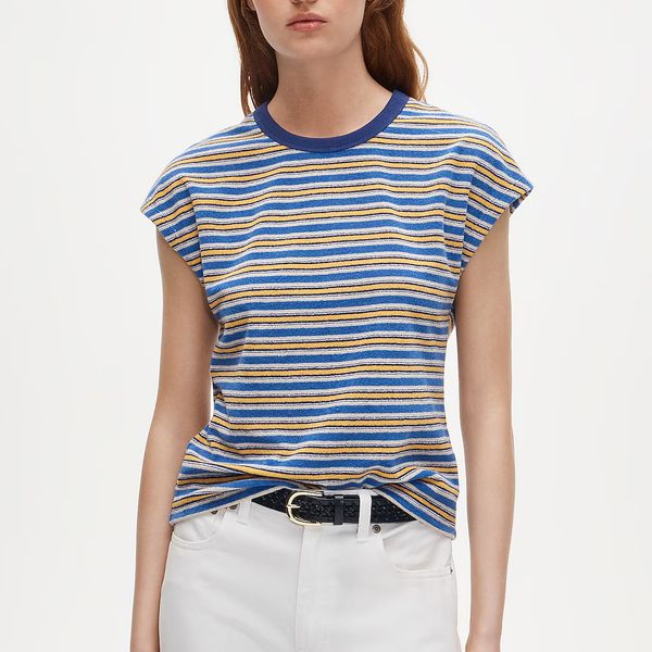 J.Crew Towel Terry Dolman Tee in Stripe