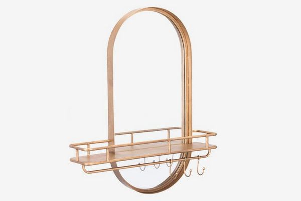 ZM Home Modern Luxe Shelf Mirror & Hooks