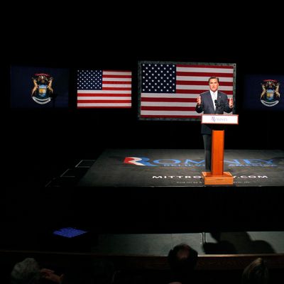 Republican presidential candidate, former Massachusetts Gov. Mitt Romney speaks during a campaign stop at Lansing Community College May 8, 2012 in Lansing, Michigan.